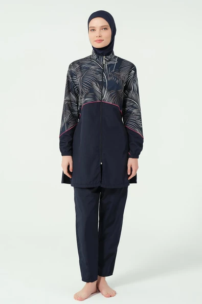 Kıl biye Süslemeli Tesettür Mayo Lacivert ürün görseli