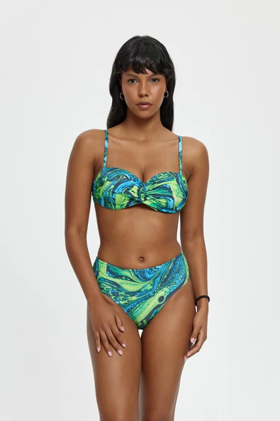 B11088 Straplez Boş Kaplı Bikini Takımı YEŞİL ürün görseli 1