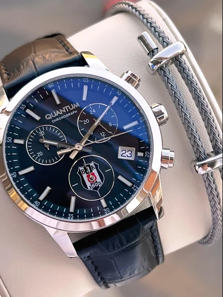 Quantum Beşiktaşlı Lisanslı İtalyan Tasarım Bileklik Hediyeli 10 Atm Taraftar Kol Saati EBJK1091.361 ürün görseli