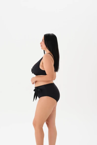 4026BK BALENLİ TOPARLAYICI BİKİNİ TK. Siyah - Resim 2