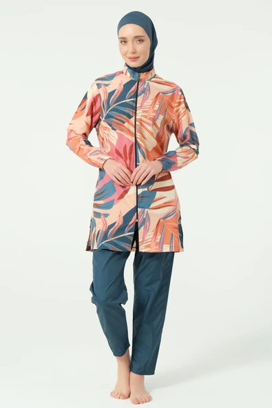 Vanilya Desenli Tesettür Mayo Petrol ürün görseli 1