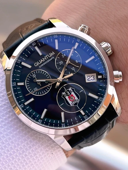 Quantum Beşiktaşlı Lisanslı İtalyan Tasarım Bileklik Hediyeli 10 Atm Taraftar Kol Saati EBJK1091.361 - Resim 2