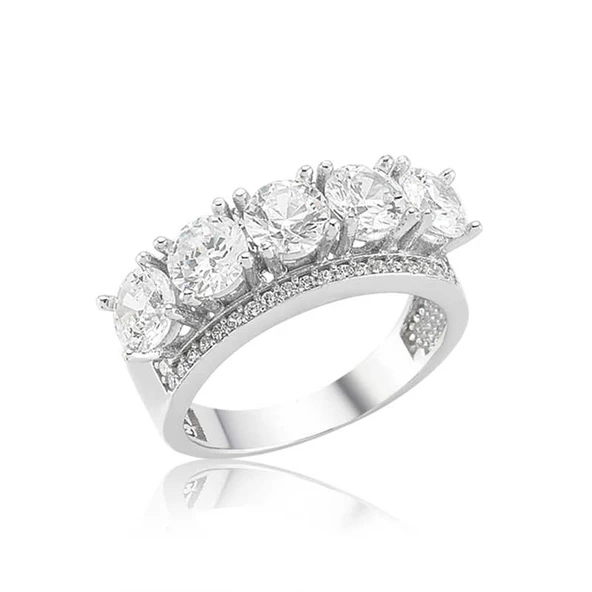 Harem Altın Gümüş 5 Taş Bayan Yüzük ürün görseli 1