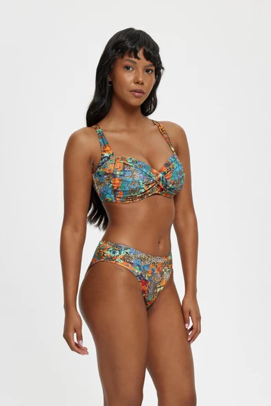 B11018 BOŞ KAPLI TOPARLAYICI BİKİNİ TAKIMI ORANJ - Resim 2