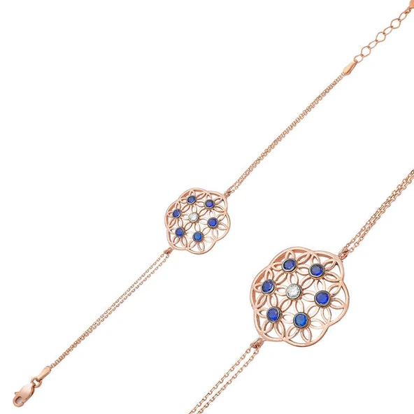 ​Gümüş Rose Yaşam Çiçeği Bileklik ürün görseli