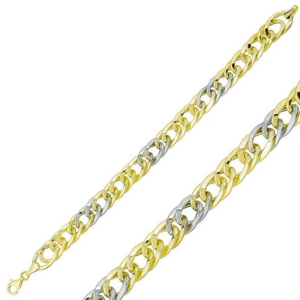 ​Gümüş İki Renkli Zincir Bileklik ürün görseli