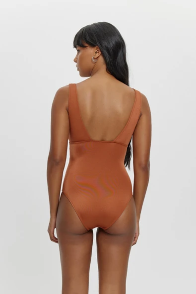 M12051 Uzun Üçgen Boncuklu Mayo KİREMİT - 3