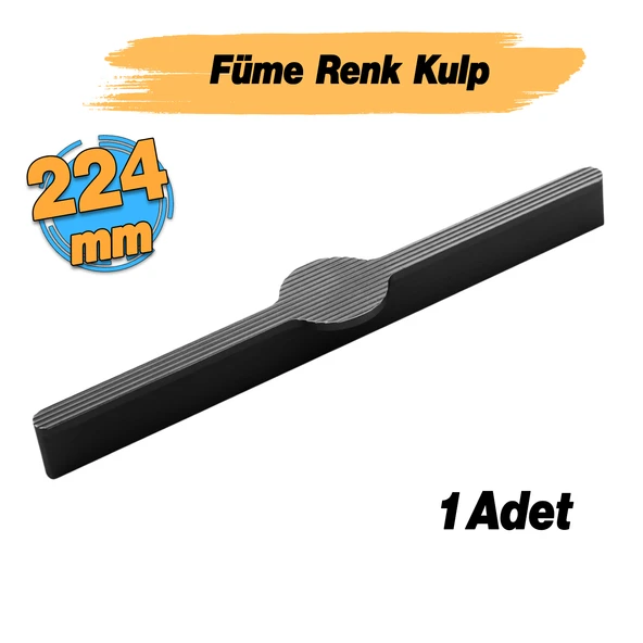 Saral Çizgili Füme Renk Metal Kulp 224 mm 22.4 cm Mobilya Çekmece Mutfak Dolabı Dolap Kapak Kulplar - Resim 3