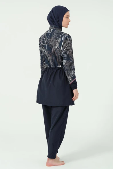 Kıl biye Süslemeli Tesettür Mayo Lacivert - Resim 6