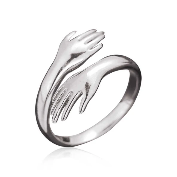 Harem Altın ​Gümüş Sarılan Eller Yüzük ürün görseli 1