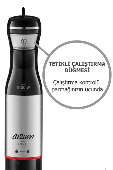 Arzum Forte Multi Blender Seti Tetikli Çalıştırma 1000w Siyah - Resim 2