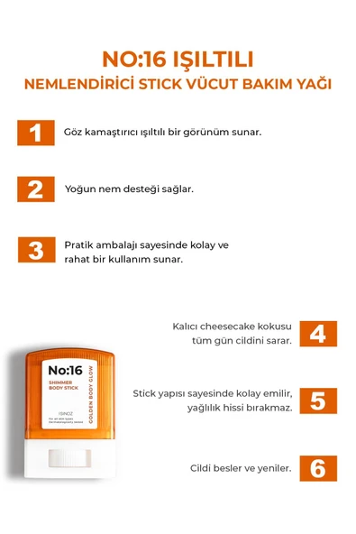 SİNOZ NO:16 IŞILTILI NEMLENDİRİCİ STİCK VÜCUT BAKIM YAĞI 18 GR. - 2