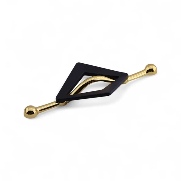 Altın Siyah Metal Kulp 96 mm Dekoratif Dolap ve Çekmece Kapak Kolu Lüx Mobilya Gold Kulpları - 6