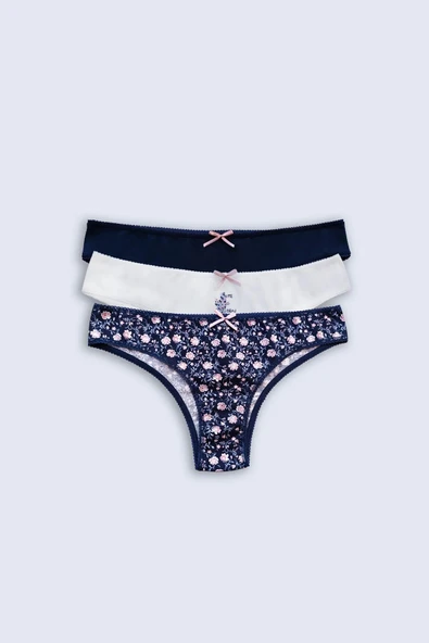 Pierre Cardin 2701 Ivy Rose 3'Lü Ekonomik Paket Pamuklu Basic Brazilian Külot ürün görseli 1