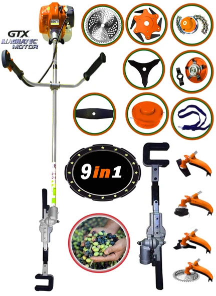 EISENN 2000 Seri Yan tipi Benzinli Motorlu Tırpan + Zeytin Badem Hasat Makinası 10 Parça Özel Set - 1