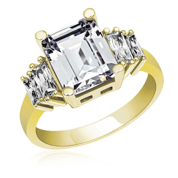 Gümüş Gold Baget Taşlı Bayan Yüzük ürün görseli