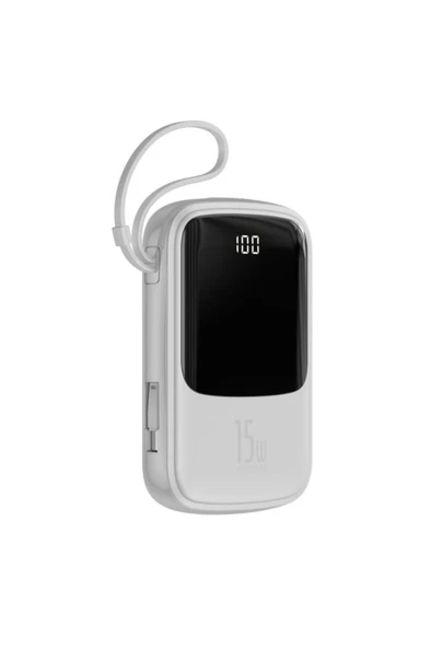 Baseus Qpow Lightning Kablolu Beyaz 10000 mAh Powerbank Teşhir - 3