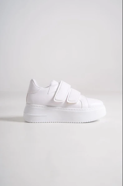 JET-VALENCIA Bağcıksız Cırt Cırtlı Ortopedik Taban Kadın Sneaker Spor Ayakkabı CBT - Beyaz - Resim 6