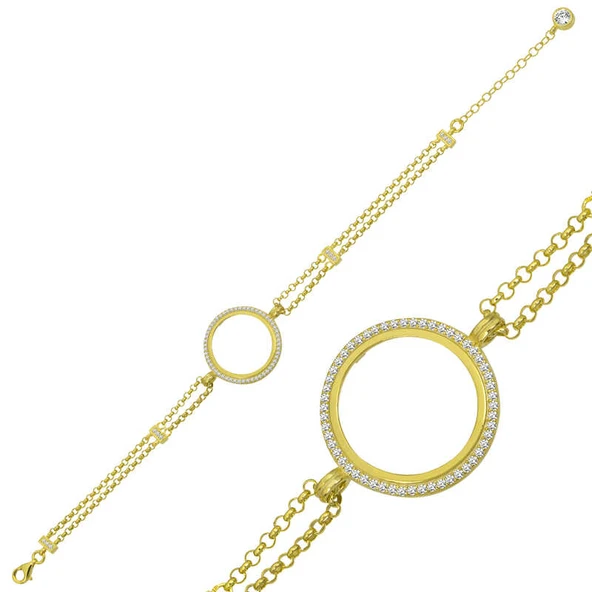 Gümüş Çeyrek Takılabilen Altın Kaplama Kadın Bileklik ürün görseli