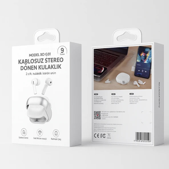 ELECTROAWM G31 Yeni tasarım 2 Kablosuz Kulaklık Bir Arada Kulak İçi Dokunmatik kontrol - 5