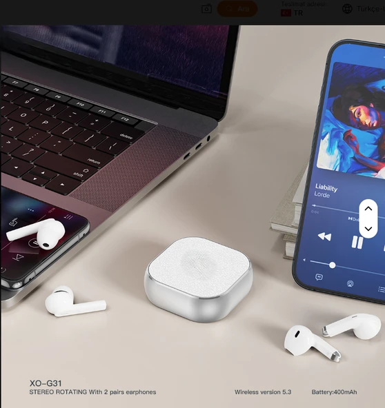 ELECTROAWM G31 Yeni tasarım 2 Kablosuz Kulaklık Bir Arada Kulak İçi Dokunmatik kontrol - 6