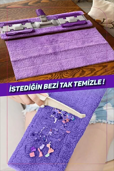 Yer Mopu Fayans Duvar Yüzey Temizlik Mikrofiber Mandallı Mop Temizlik Seti - Kova Mop Seti - 3