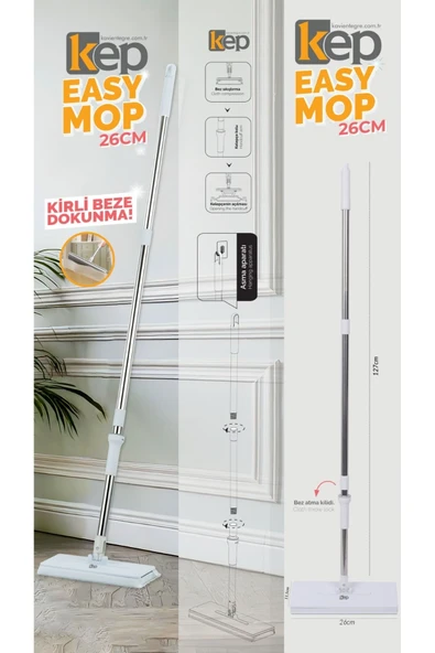 Akıllı Mop Seti Kıskaçlı | Bütün Kullan At Temizlik Bezleri İle Uyumludur +10 Temizlik Bezi Hediyeli