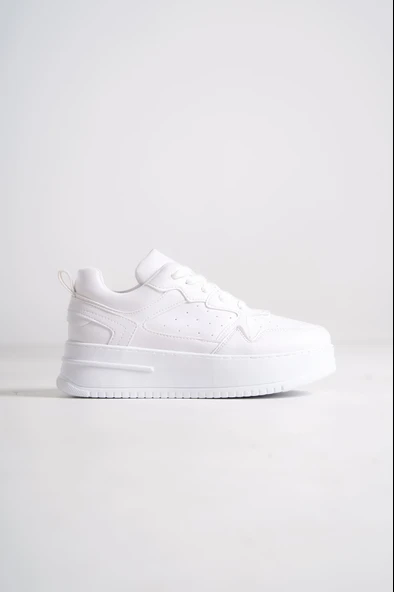 JET-ALESSI Bağcıklı Ortopedik Taban Kadın Sneaker Spor Ayakkabı CBT - Beyaz - Resim 6