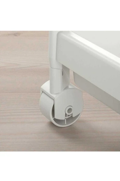 Vesken Tekerlekli Raf Ünitesi 3 Katlı Beyaz Banyo Rafı Mutfak Rafı Servis Sehpası Organizer - 3