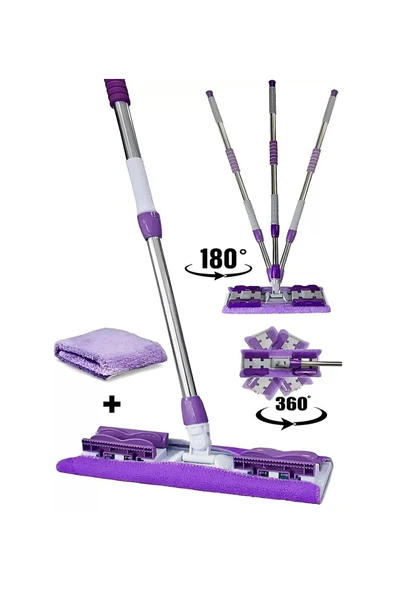 İstediğin Bezi Tak Kullan Mandallı Mop Teleskopik Saplı +1 Yedek Bez Hediyeli (yer Cam Temizliği) - 3