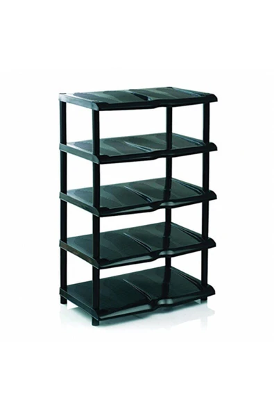 Ayakkabılık 5 Katlı Bölmeli Ayakkabı Dolabı Portatif Dolap Raf Düzenleyici Organizer 1 Adet Siyah - 3