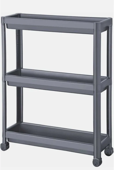 Vesken Tekerlekli Raf Ünitesi 3 Katlı Banyo Rafı Mutfak Rafı Servis Sehpası Organizer - 2