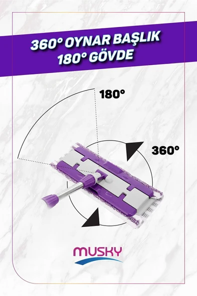 Yer Mopu Fayans Duvar Yüzey Temizlik Mikrofiber Mandallı Mop Temizlik Seti - Kova Mop Seti - 2