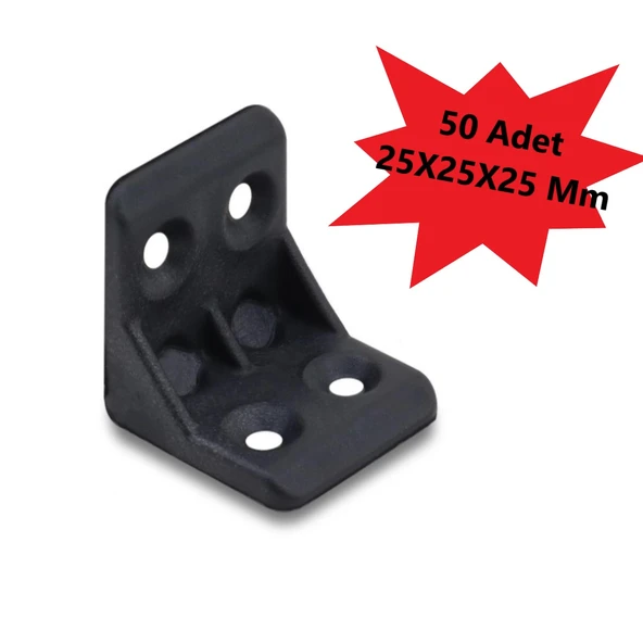 Plastik L Köşe Bağlantı Aparatı, L Plastik Gönye Köşebent Siyah 50 Adet - Resim 2