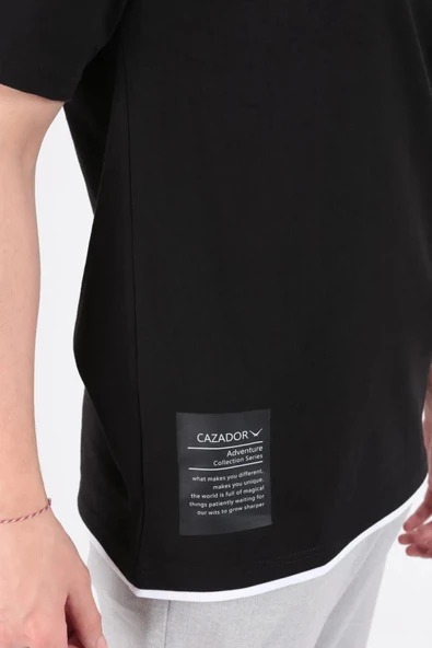 Cazador Erkek Over Size  B.Yaka T-shırt 4042 Siyah - Resim 5