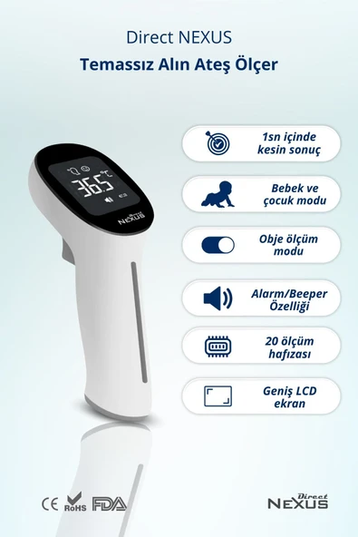 Direct Nexus Temassız Infrared Alından Ateş Ölçer - Resim 3