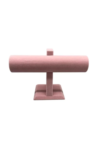 Süet Kumaş Pembe Renk Saat - Bileklik Sergileme Standı - 3