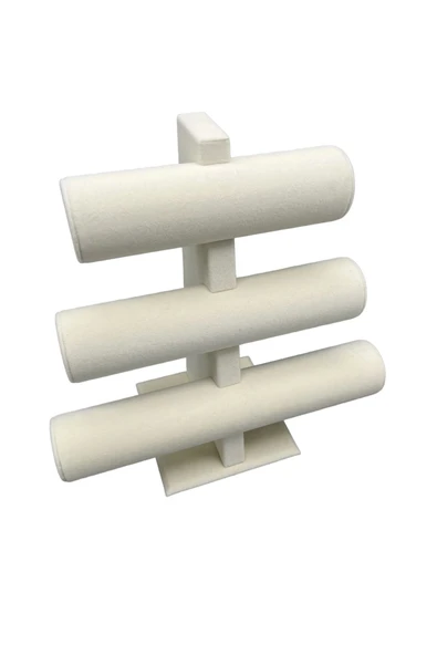 Süet Kumaş Krem Renk Üçlü Kademeli 30/26 Cm Bileklik-saat Sergileme Standı ürün görseli