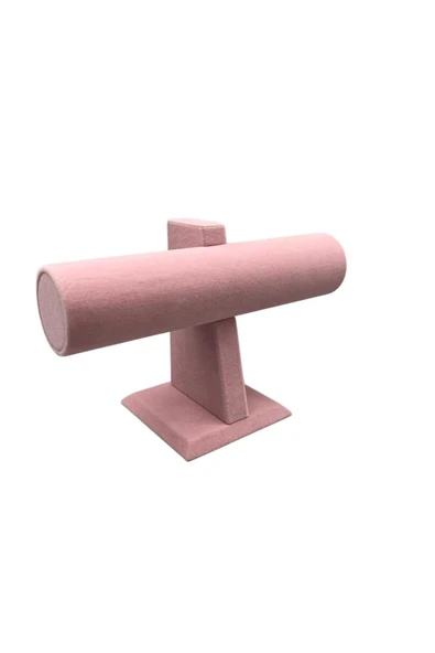 Süet Kumaş Pembe Renk Saat - Bileklik Sergileme Standı