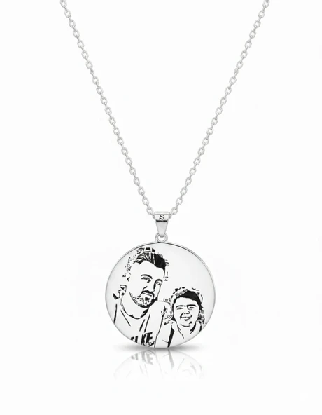 925 Ayar Resimli Gümüş Kolye ürün görseli 1