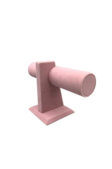 Süet Kumaş Pembe Renk Saat - Bileklik Sergileme Standı - 2