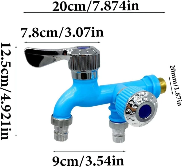 Valkyrie Plastik Musluk Çift Vana Çıkış Aparatı Bahçe Çamaşır Makinesi ve Evye için Sızdırmaz Yönlendirici - 3