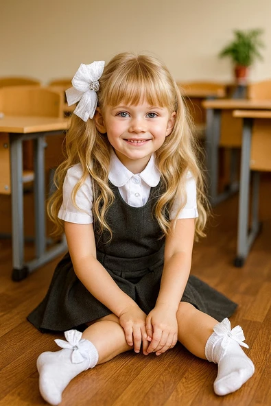 Taşlı Kurdeleli Dantelli Okul Çorabı