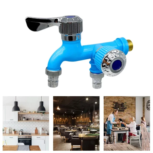 Valkyrie Plastik Musluk Çift Vana Çıkış Aparatı Bahçe Çamaşır Makinesi ve Evye için Sızdırmaz Yönlendirici - 8