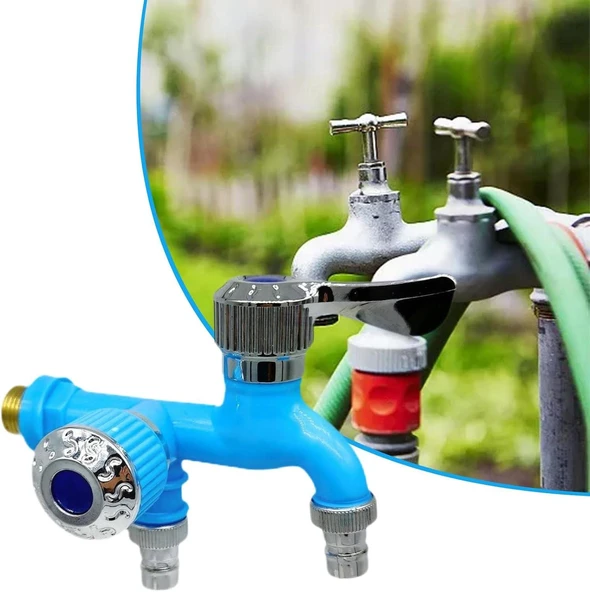 Valkyrie Plastik Musluk Çift Vana Çıkış Aparatı Bahçe Çamaşır Makinesi ve Evye için Sızdırmaz Yönlendirici - 6
