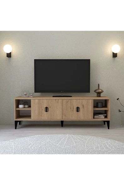 Evmo Home 3507 Deren TV Ünitesi 150 Cm Raflı Kapaklı Sepet - 1