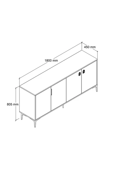 Evmo Home 4001 Neva Konsol 180 Cm Sepet - Antrasit Tv Ünitesi - Yemek Odası - Kahve Köşesi - 5