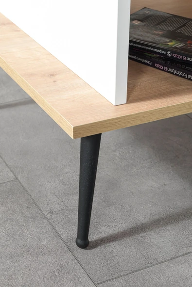 Evmo Home 2011 Şile Metal Ayaklı Orta Sehpa , Salon Sehpası Beyaz - Safir - 3