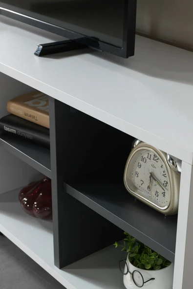 Evmo Home 3612 Şile Metal Ayaklı Metal Kulplu 160 Cm Tv Ünitesi - Beyaz - 8