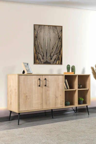 Evmo Home 4608 Şile Metal Ayaklı Metal Kulplu 160 Cm Konsol - Yemek Odası Safir - 2